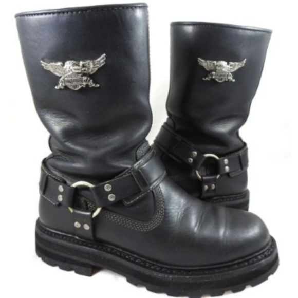 Harley-Davidson Shoes - Harley Davidson Woman's Black Leather Zip Boots